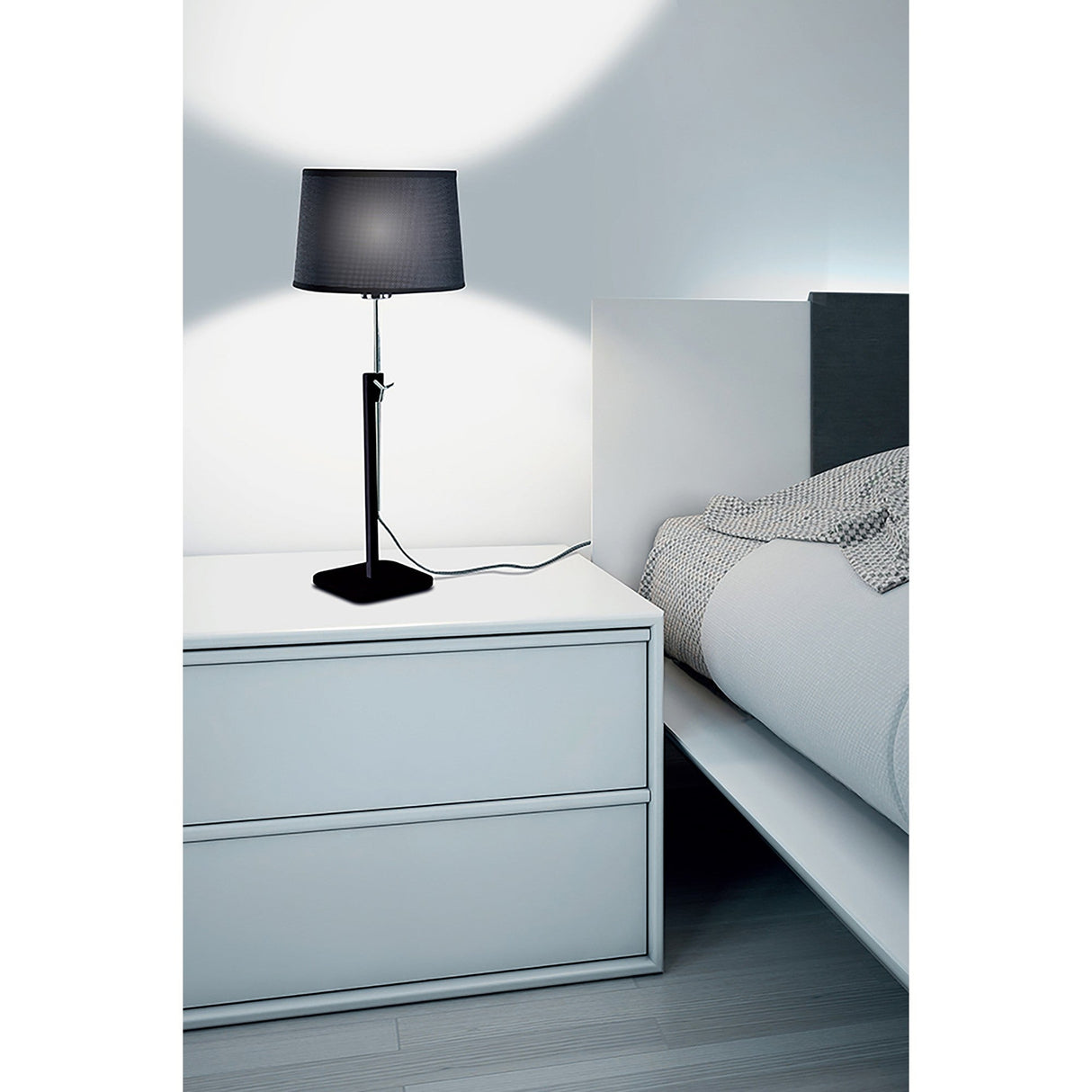 Habana 1 Light Telescopic Table Lamp - Black & Chrome (Without Shade)