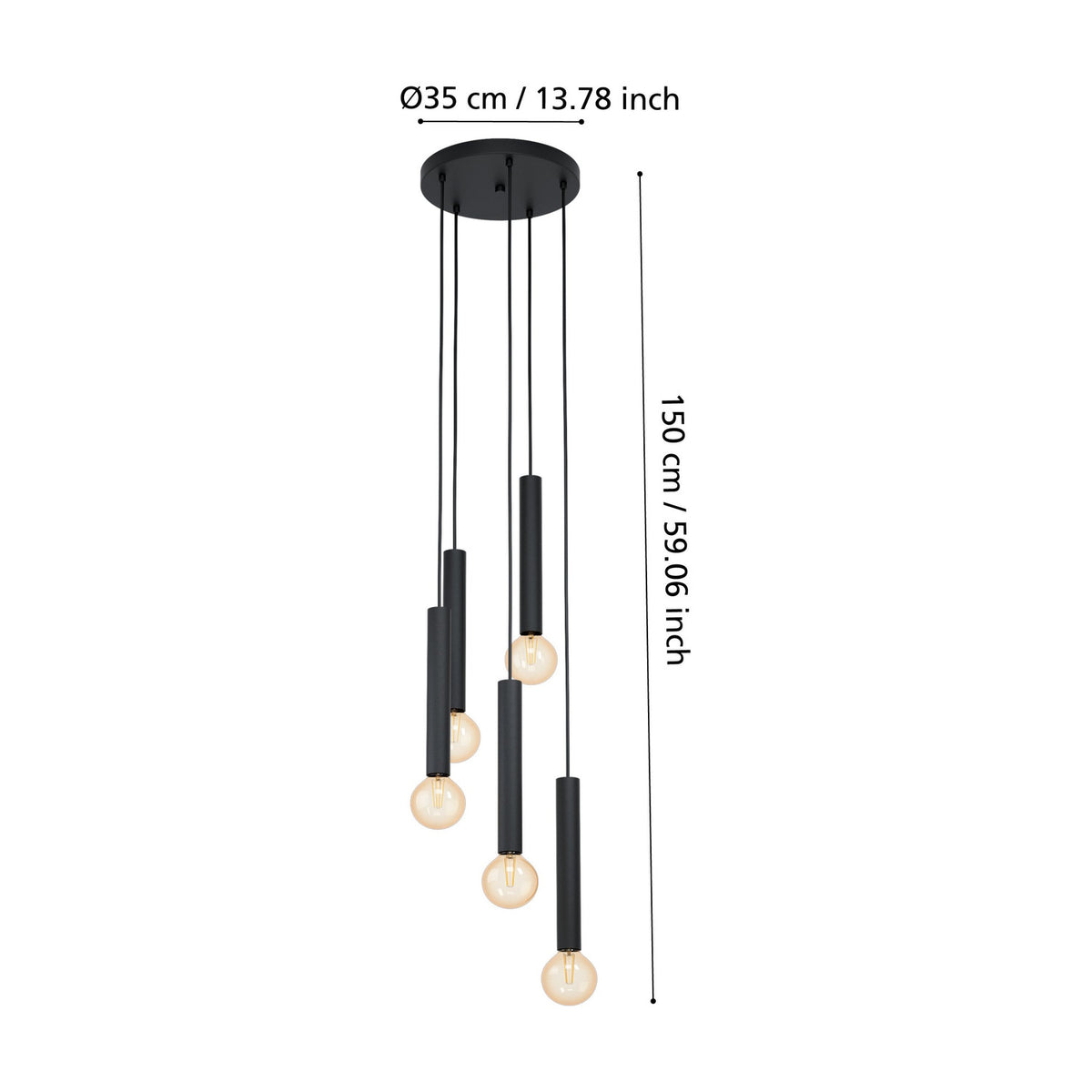 Halmarne 5 Light Pendant - Black