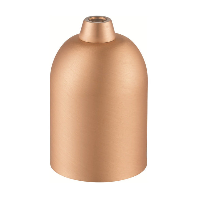 E27 lampholder in brushed copper with a tall rounded cup shape and short top collar for the flex, shown on a plain white background.