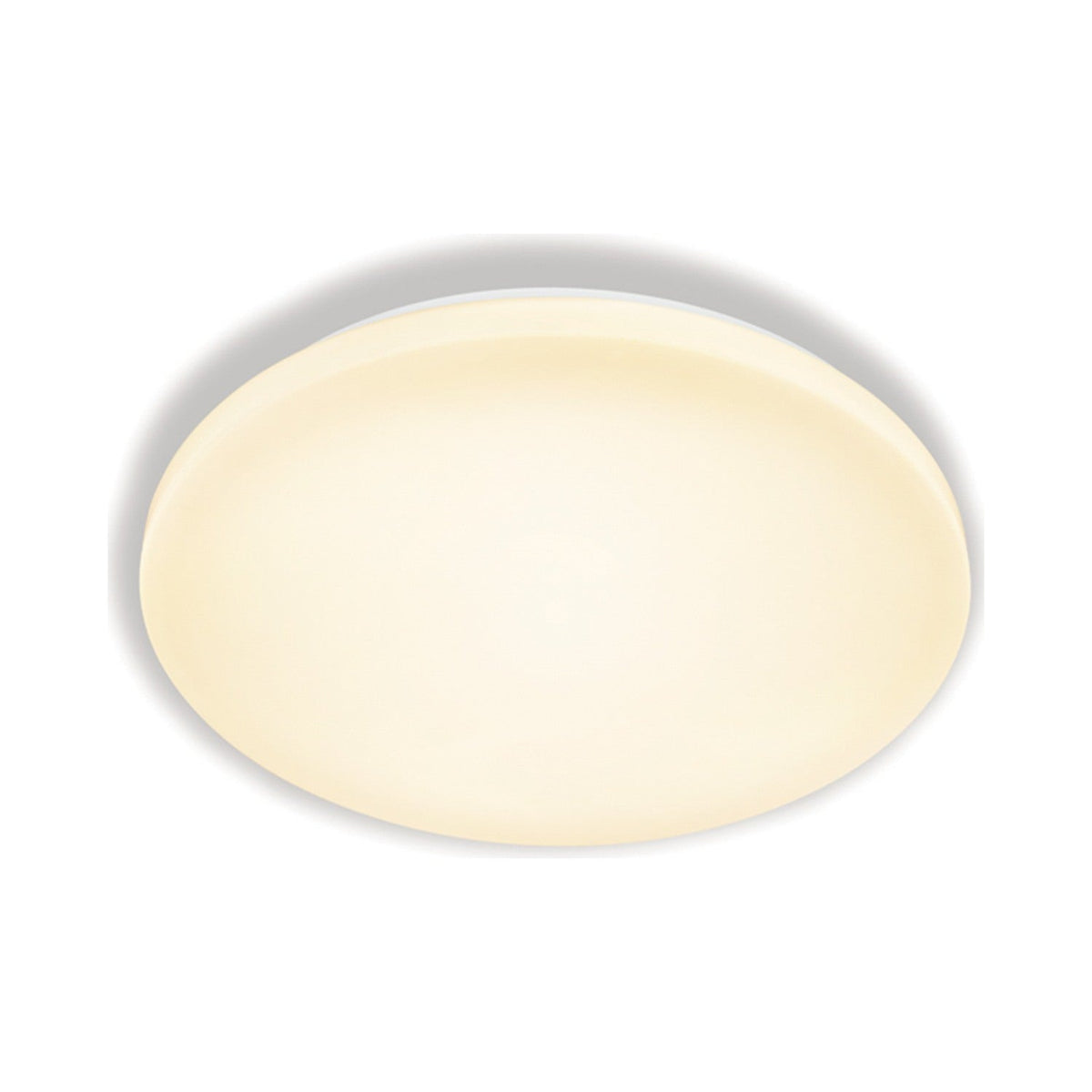Slim LED 3-Step Flush Ceiling Light, 38cm round white opal dome with thin white rim, integrated LED, 24W, shown on a plain white background.