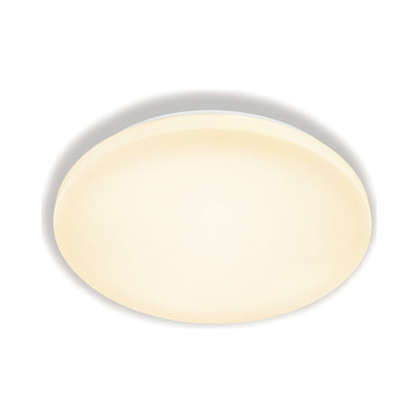 Slim LED 3-Step Flush Ceiling Light, 38cm round white opal dome with thin white rim, integrated LED, 24W, shown on a plain white background.