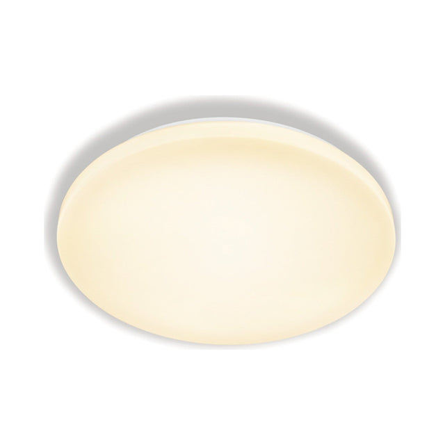 Slim LED 3-Step Flush Ceiling Light, 38cm round white opal dome with thin white rim, integrated LED, 24W, shown on a plain white background.