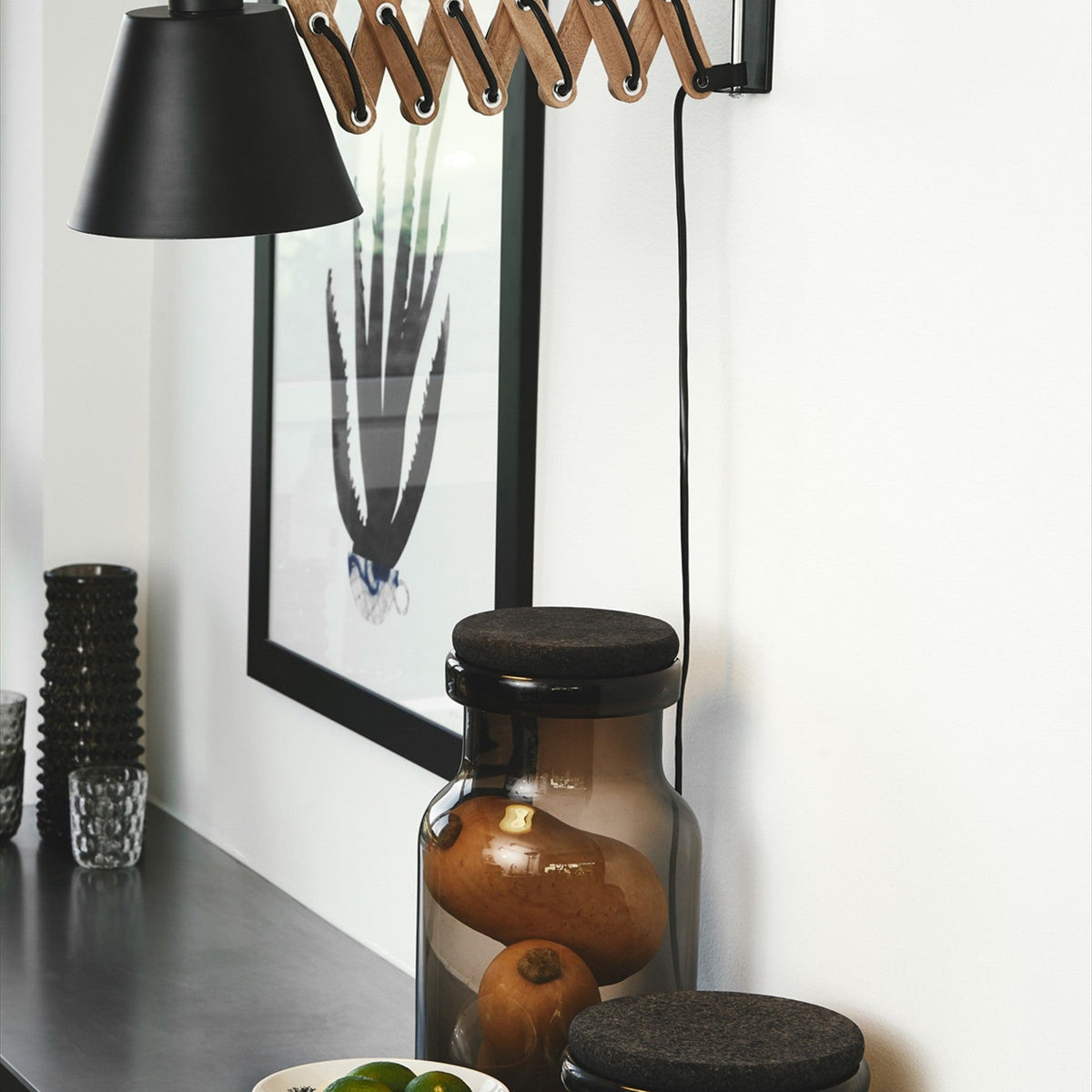 Vintage Oiled Wall Light - Black & Walnut