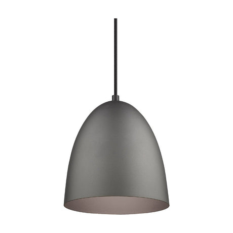 The Classic Brushed Pendant Light 20cm in steel, a dome-shaped shade with brushed grey finish and warm-toned interior, on black cord against a plain white background.