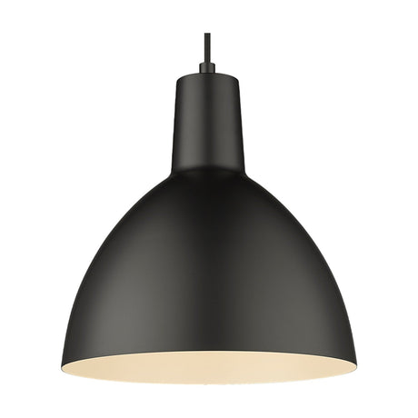 Metropole Pendant Light in matt black, a tall dome shape with white interior lining and a short collar at the top, shown on a plain white background.