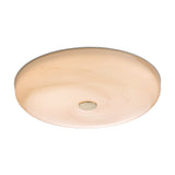 Stockholm LED Dimmable Flush Ceiling Light in brown, a wide shallow opal glass dome with marbled brown-grey swirls and a central brushed metal boss, shown on a plain white background.