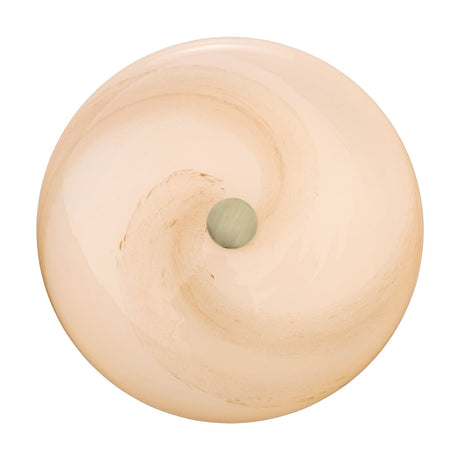 Stockholm LED Dimmable Flush Ceiling Light in brown, round opal glass dome with swirling marbled pattern and brushed metal centre boss, shown on a plain white background.