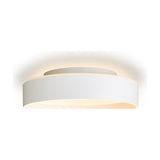Universal LED 3 Light Flush Ceiling Light 42cm in white, a shallow drum fixture with a raised inner ring casting upward light and a recessed diffuser below, shown on a plain white background.