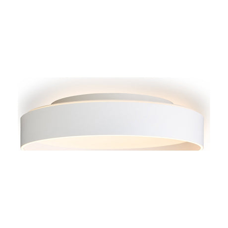 Universal LED 3 Light Flush Ceiling Light 50cm in white, a round drum with a raised inner ring casting upward glow and a recessed diffuser beneath, shown on a plain white background.