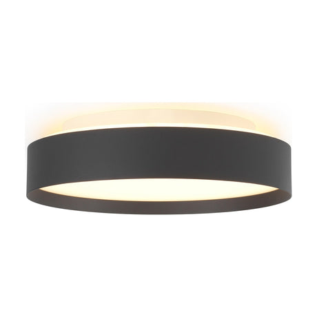 LED Plafond Backlight Full flush ceiling light, 30cm black drum with recessed white diffuser and upward-glowing ring, shown on a plain white background.