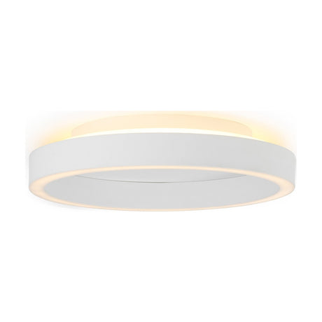Round LED flush ceiling light, Plafond Backlight String, in white with a shallow ring shape and warm backlight glow visible above the disc, shown on a plain background.