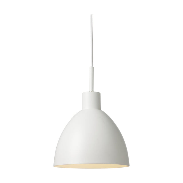 Rock Pendant Light 20cm in white, a dome-shaped shade with a short cylindrical top curving into a wide bell, matte white exterior and bright white interior, on a plain background.