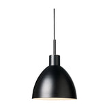 Rock Pendant Light 20cm in black, a dome-shaped metal shade with white interior on a black cord, shown on a plain white background.