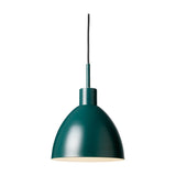 Rock Pendant Light 20cm in green, a dome-shaped metal shade with white interior and matt finish, suspended from a black cord on a plain white background.