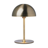 Boogie Table Lamp 16cm in antique brass, featuring a domed half-sphere shade on a slim stem with a flat round base, shown against a plain white background.