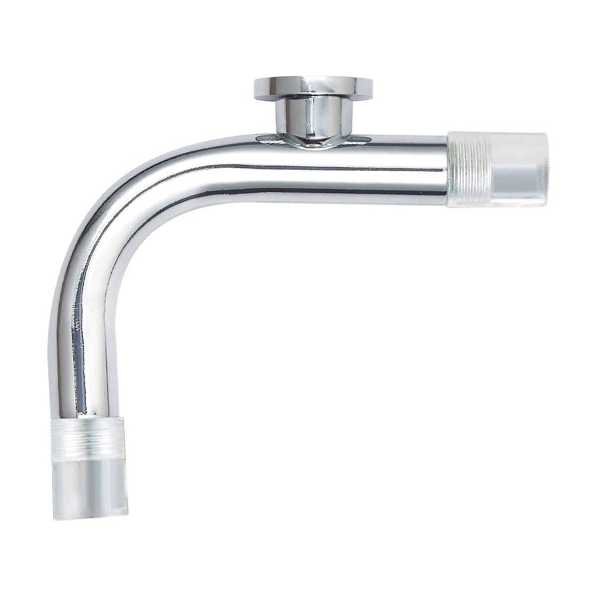 Textile Cable Swan Neck 12mm lighting arm in chrome, a right-angled tube with threaded ends and a round ceiling flange, shown on a plain white background.