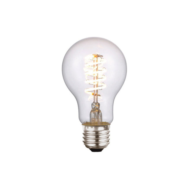 Colors Deco A60 E27 4W bulb with sensor, clear pear-shaped glass with an upright spiral filament, warm white light, shown on a plain white background.