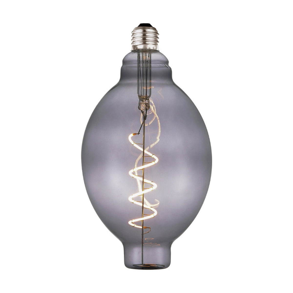 Colors Bubbles E27 2W 3-Step Memory Bulb 125mm in smoke glass, an oval-shaped LED bulb with a spiral filament and silver screw cap, shown on a plain white background.