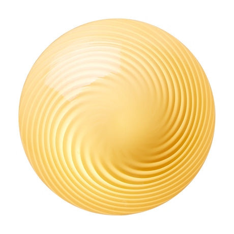 Colors Candy Bulb 12.5cm in orange glass, a round LED bulb with spiralling twisted-flute ribs creating a soft diagonal pattern, shown on a plain white background.
