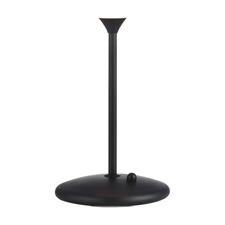 Baroni Glass Table Lamp 30cm in matt black, with a slim stem, cone-shaped top shade, rounded domed base and side control, shown on a plain white background.