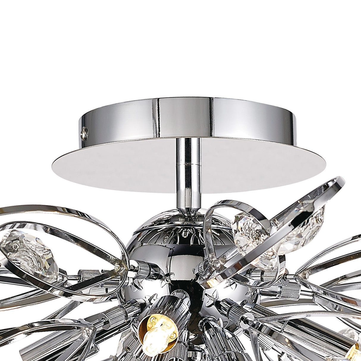 Harlow 6 Light Crystal Semi-Flush Ceiling Light - Polished Chrome