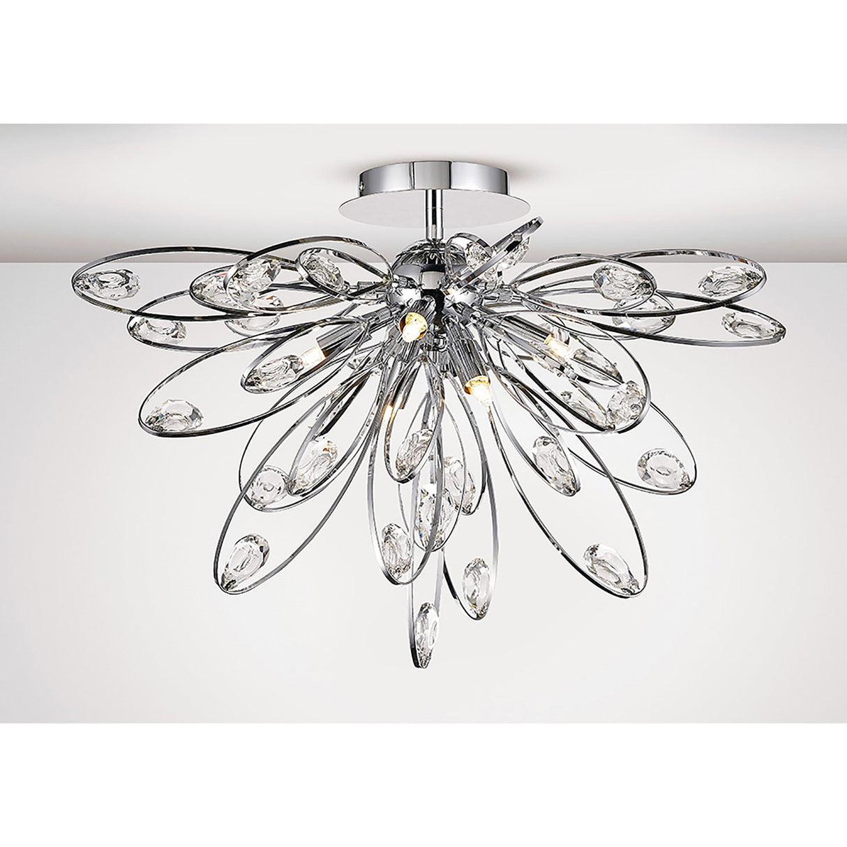 Harlow 6 Light Crystal Semi-Flush Ceiling Light - Polished Chrome