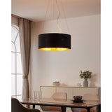 Hasanne Fabric 3 Light Pendant - Satin Nickel & Black