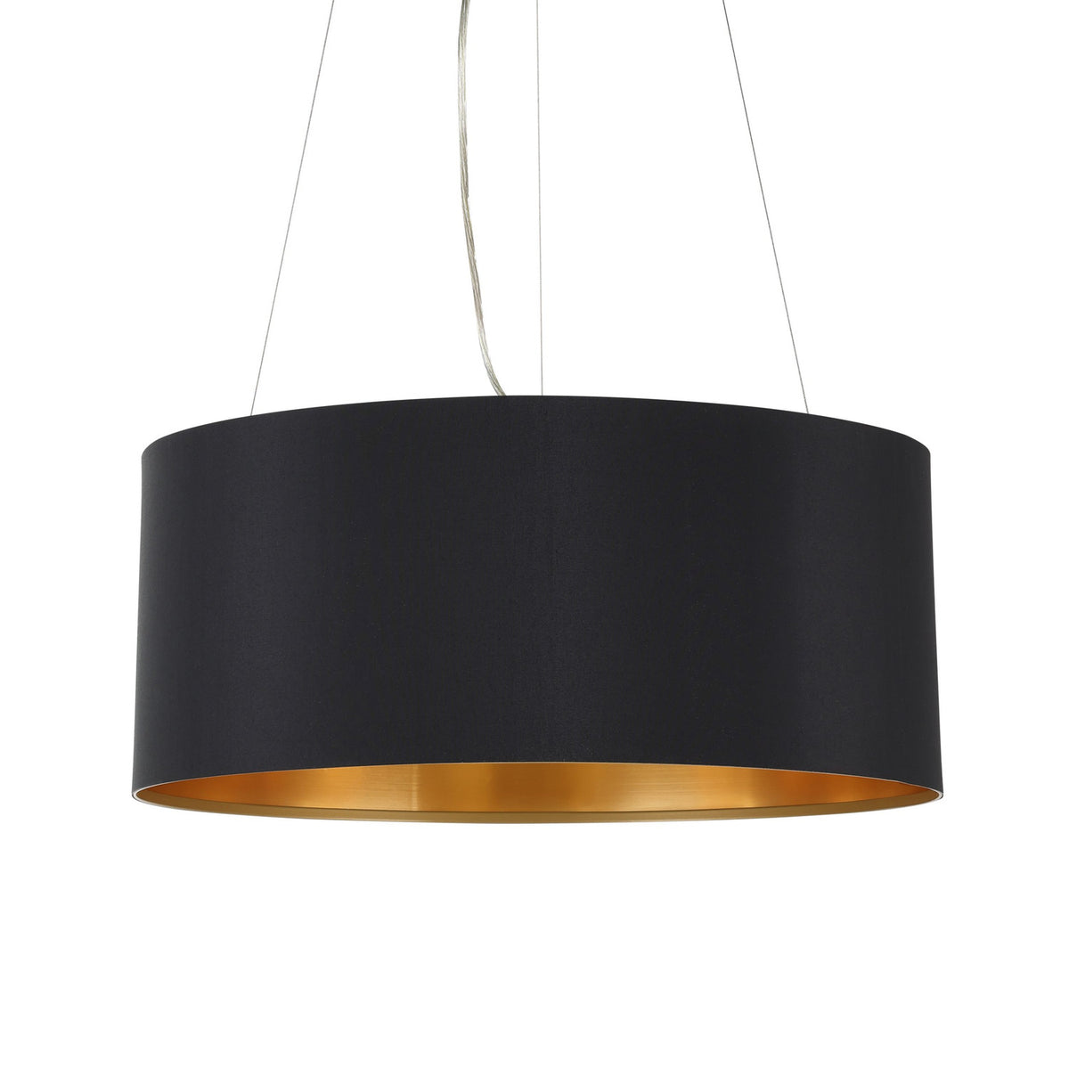 Hasanne Fabric 3 Light Pendant - Satin Nickel & Black