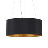 Hasanne Fabric 3 Light Pendant - Satin Nickel & Black