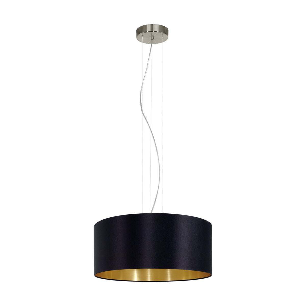 Hasanne Fabric 3 Light Pendant - Satin Nickel & Black