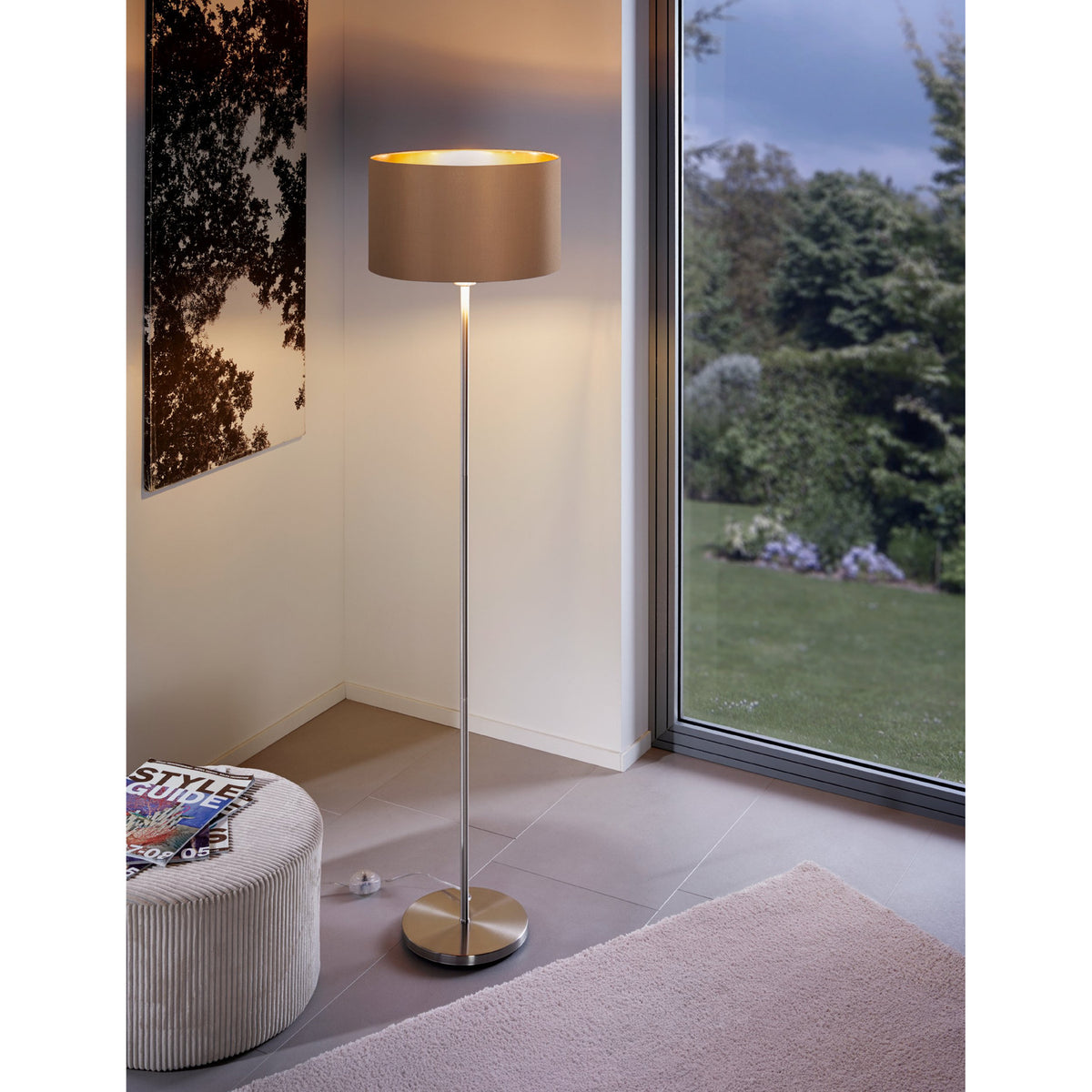 Hasanne Floor Lamp - Satin Nickel