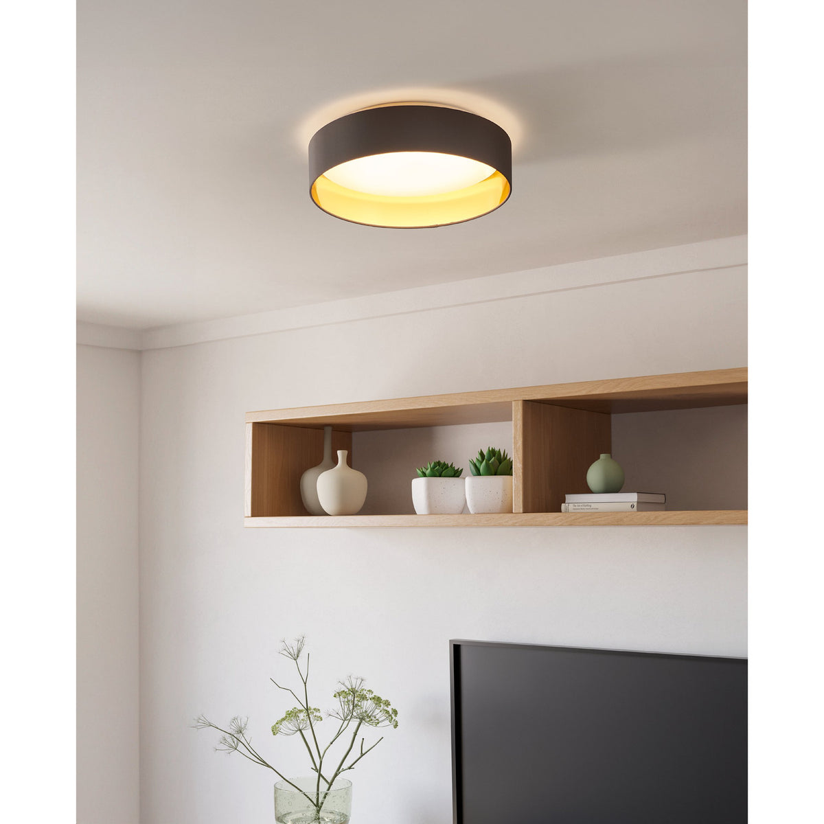 Hasanne LED Flush Ceiling Light - Mocha & Gold