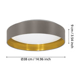 Hasanne LED Flush Ceiling Light - Mocha & Gold