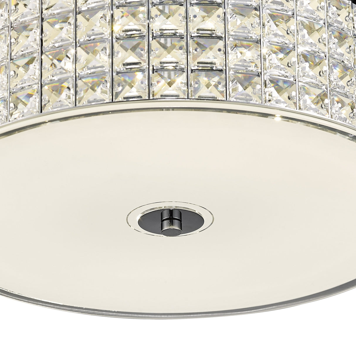 Hawthorne Round LED Crystal Flush Ceiling Light 4000K 30W - Polished Chrome