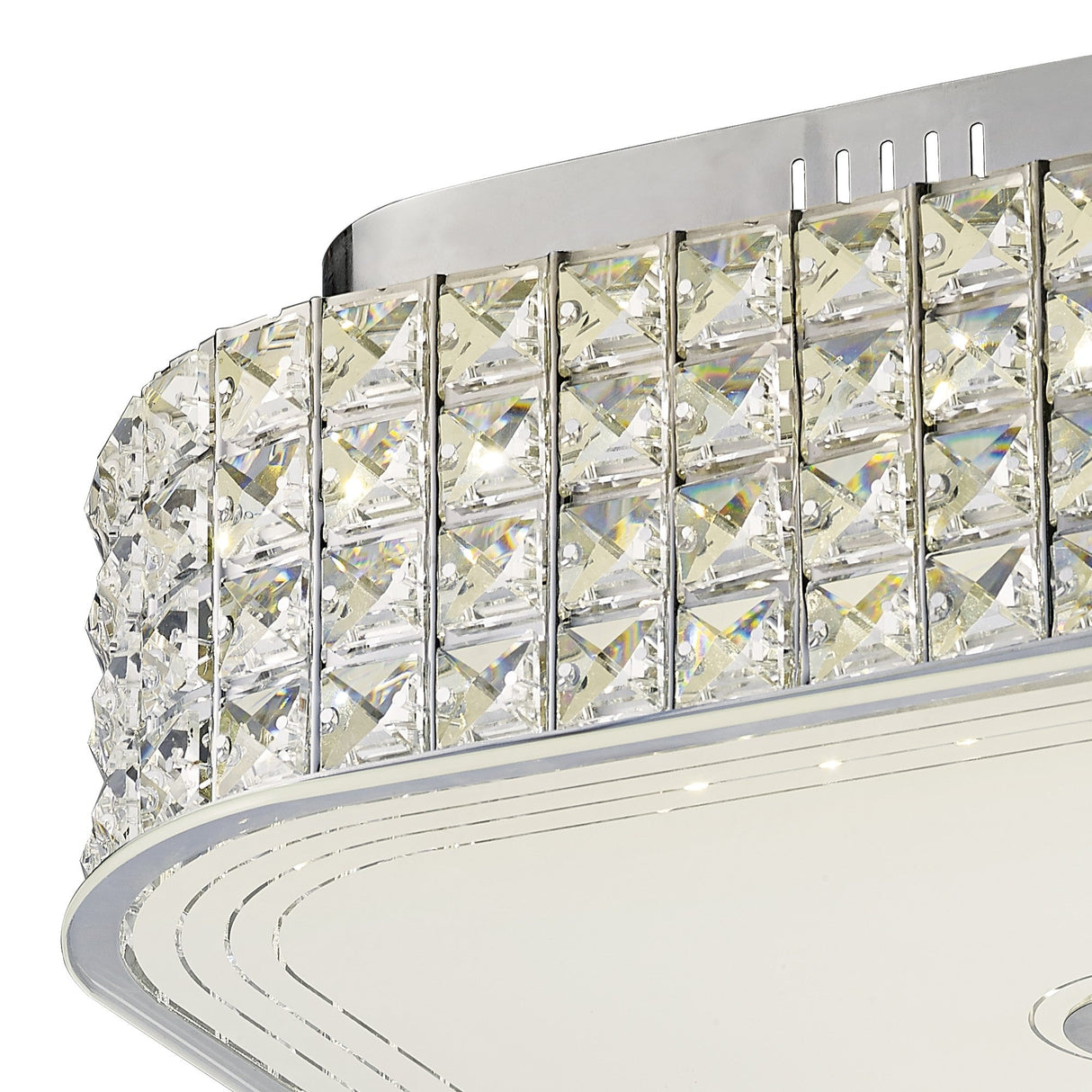 Hawthorne Square LED Crystal Flush Ceiling Light 4000K 30W - Polished Chrome