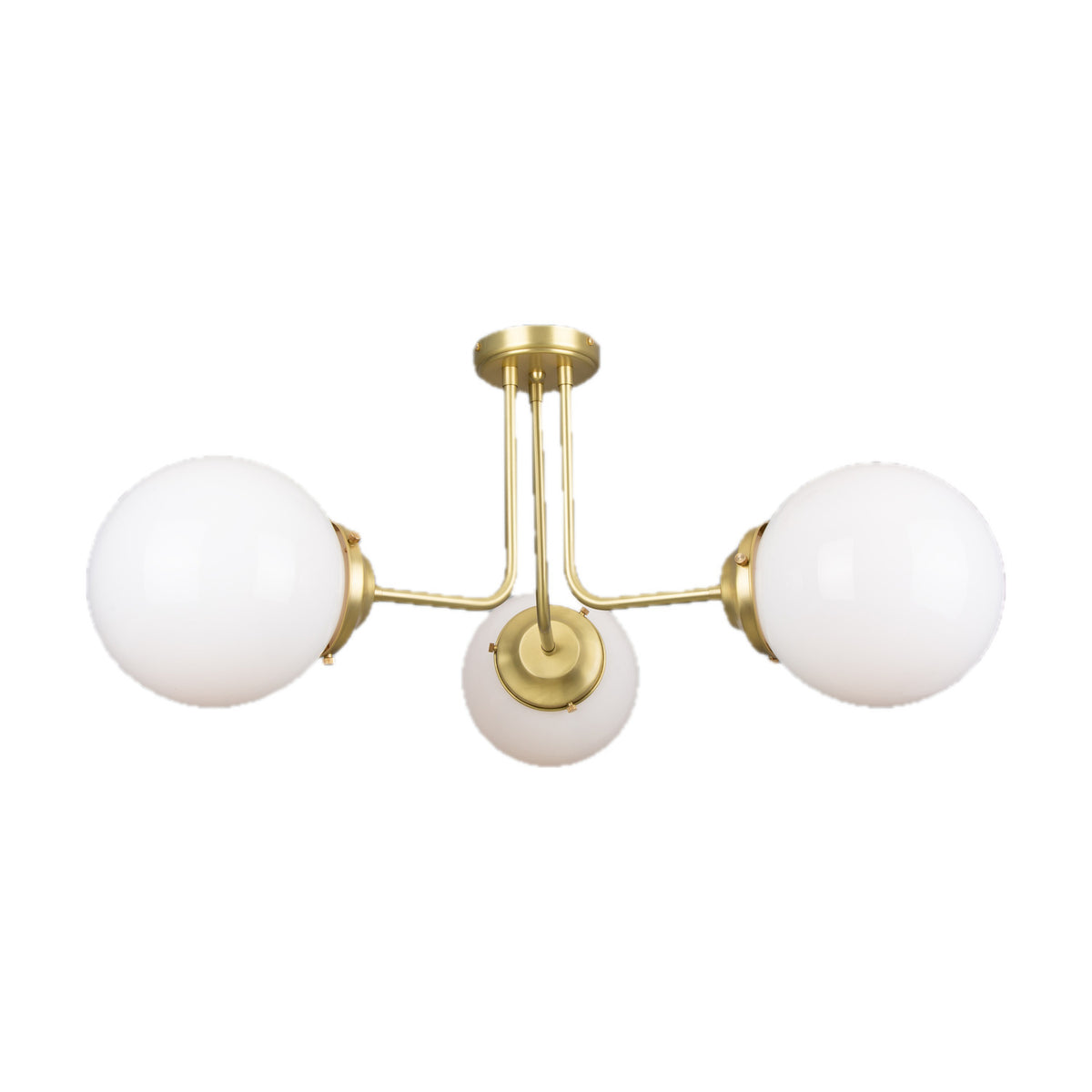 Hayes Triple Glass Globe Semi Flush Ceiling Light