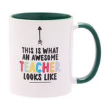Awesome Teacher Two-Tone Stoneware Mug 11oz - White & Green