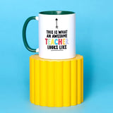 Awesome Teacher Two-Tone Stoneware Mug 11oz - White & Green