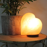 Heart Salt Lamp with Wooden Base and 240V UK Plug - Pink