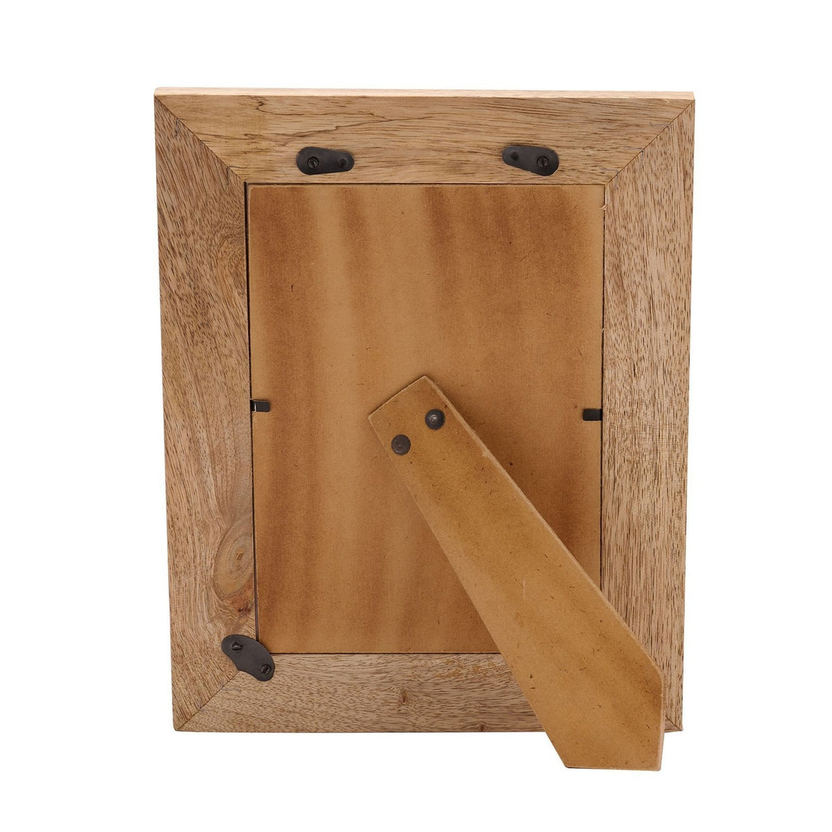 Natural Wood Striped Photo Frame with Stand - Brown & White