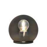 Large mirrored glass ball LED light-up decoration in silver, round sphere with illuminated bulb visible at its centre, on a plain white background.