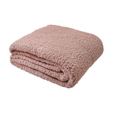 Folded pink Square Teddy Throw, 150cm x 150cm, with a curly plush bobbled texture, shown against a plain white background.