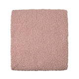 Square Teddy Throw in pink, folded to show its curly, plush textured surface, 150cm x 150cm, shown on a plain white background.
