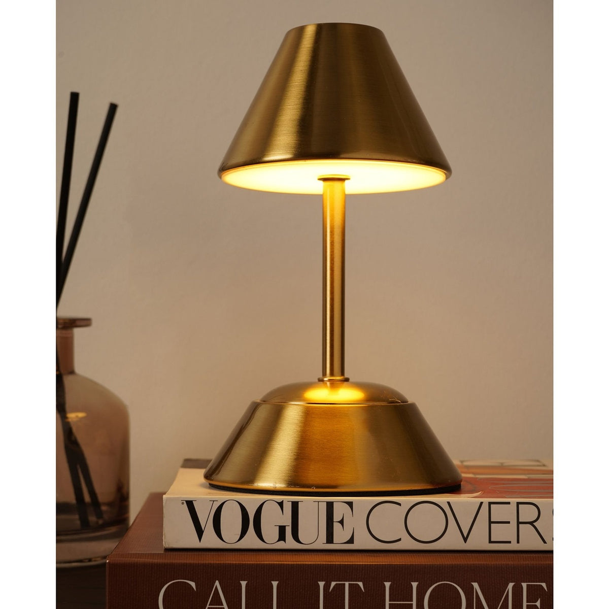 Small Cone Shade USB LED Touch Table Lamp 18.5cm - Bronze