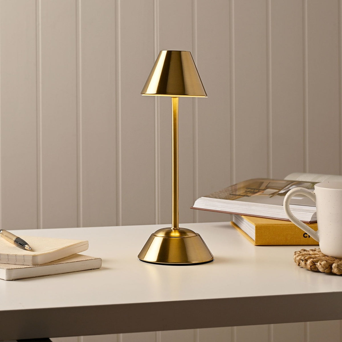 Slim Tapered Shade USB LED Touch Table Lamp 28.5cm - Bronze