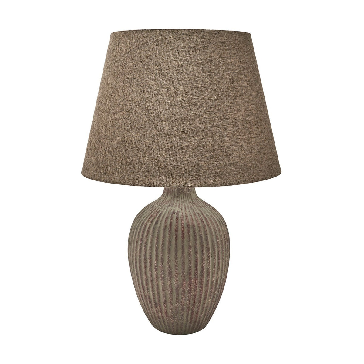 Ribbed Etched Ceramic Table Lamp with Shade 49cm - Beige