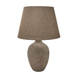 Ribbed Etched Ceramic Table Lamp with Shade 49cm - Beige