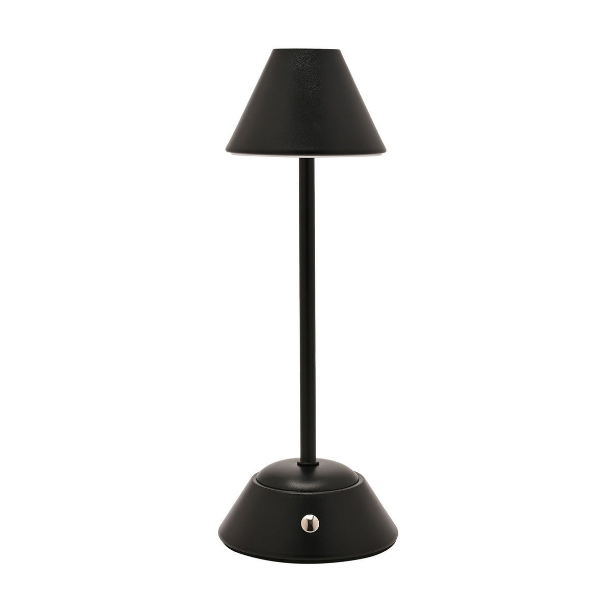 Matt USB LED Touch Table Lamp with Cone Shade 29cm - Black