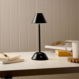 Matt USB LED Touch Table Lamp with Cone Shade 29cm - Black