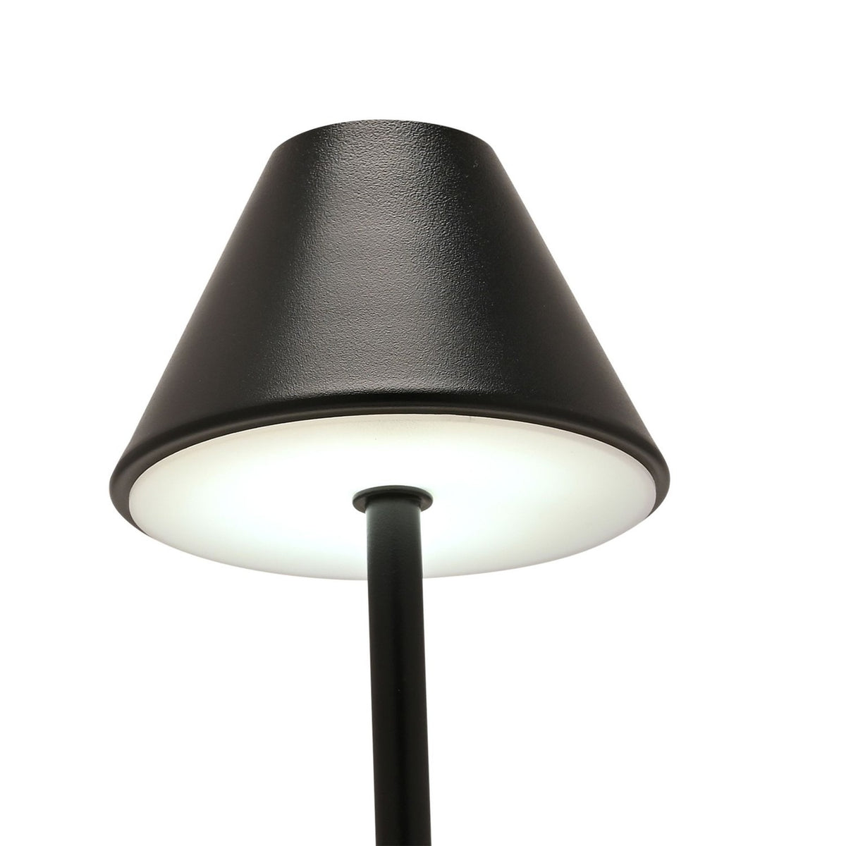 Matt USB LED Touch Table Lamp with Cone Shade 29cm - Black